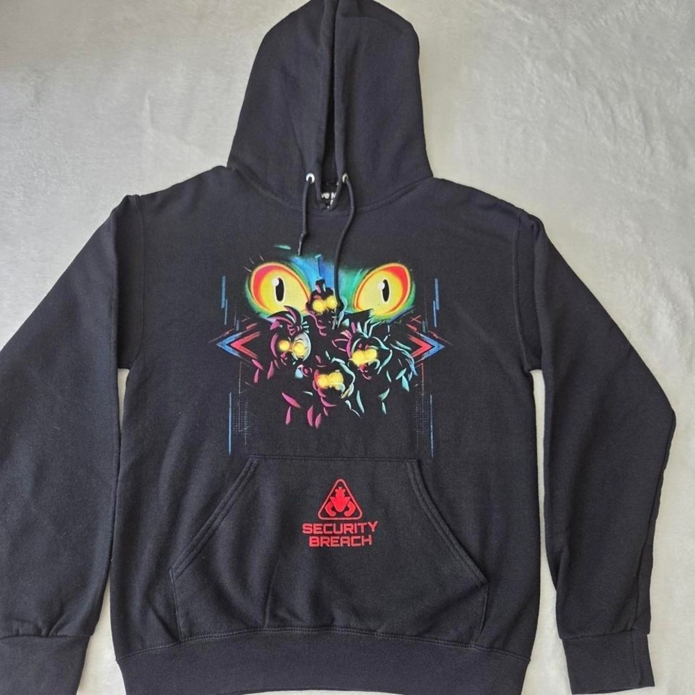 Five Night At Freddy's Jacket Mens Small Black Hooded Drawstring Security Breach